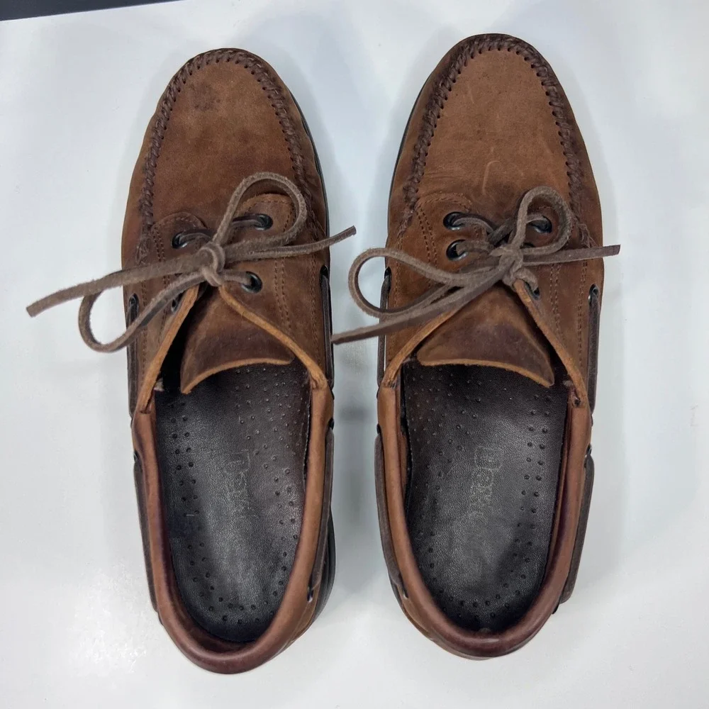 Dexter Mens Brown Leather Boat Shoes Moc Toe Loafers Size 8 M Preppy